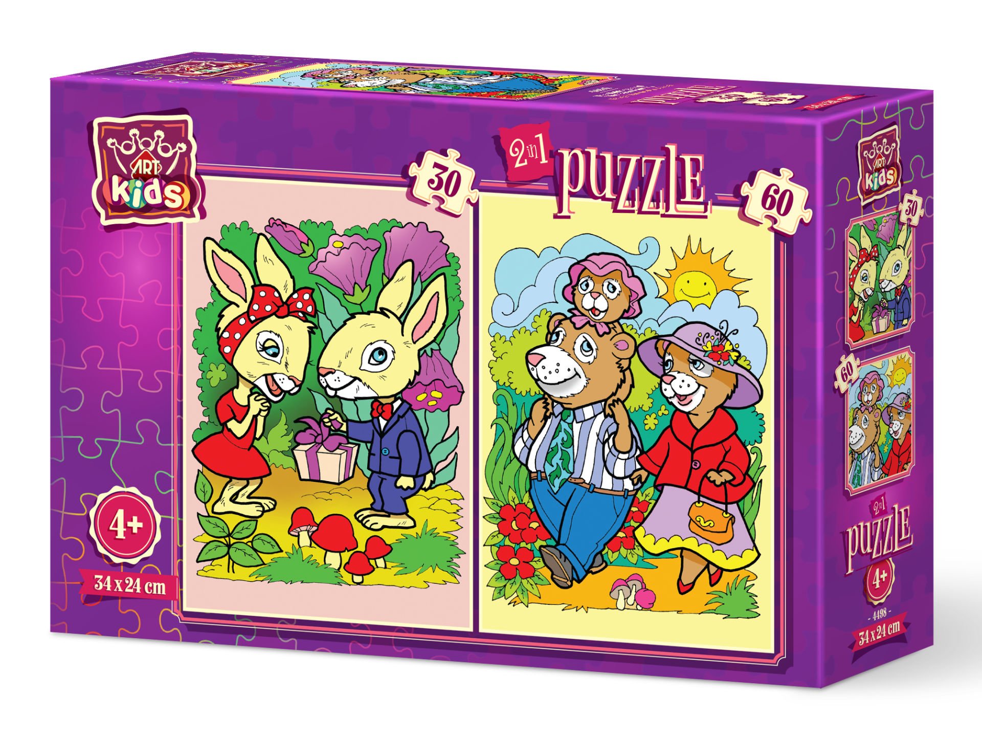 Art Puzzle Tavşanlar Ve Ayi Ailesi 35+60 Parça 4498