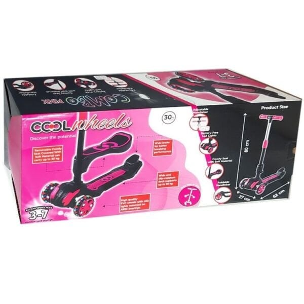 Furkan Cool Wheels Combo Oturaklı Scooter Pembe