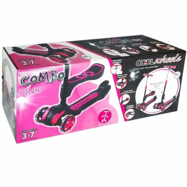 Furkan Cool Wheels Combo Oturaklı Scooter Pembe