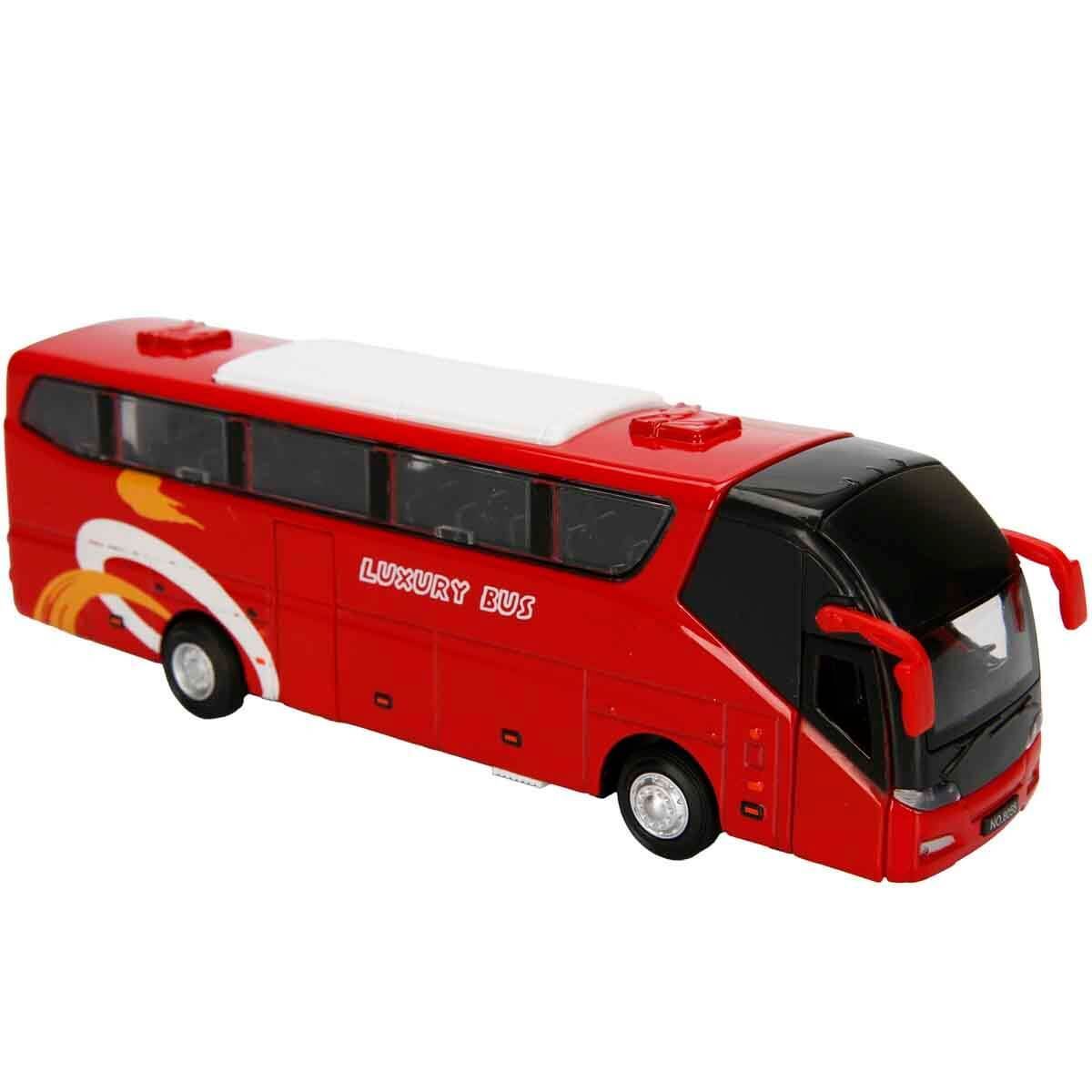 Sunman Sesli ve Işıklı Die Cast Çek Bırak Otobüs 19 cm