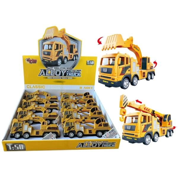 Vardem Surtmelı Metal 1:50 Sarı Vınc Ve Ekskavator