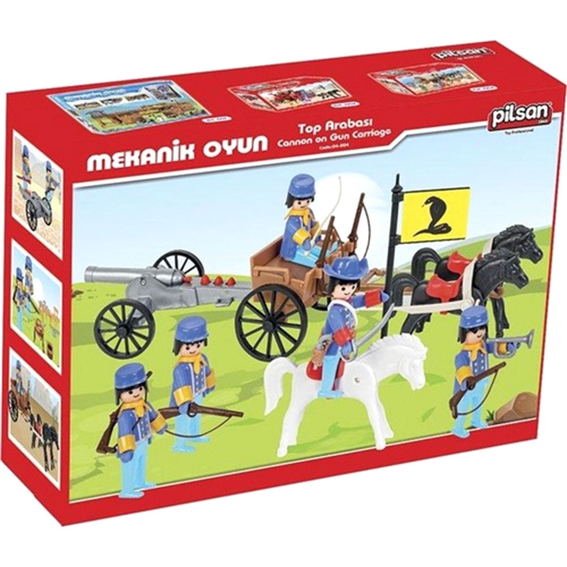 Pilsan Mini Mekanik Serisi 4 Top Arabası Askeri Oyun Seti 04004
