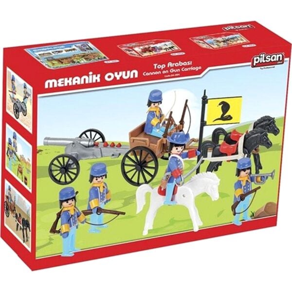 Pilsan Mini Mekanik Serisi 4 Top Arabası Askeri Oyun Seti 04004