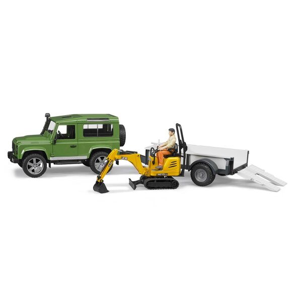 Bruder Land Rover Arazi Aracı  Jcb Mini Kazıcı BR02593