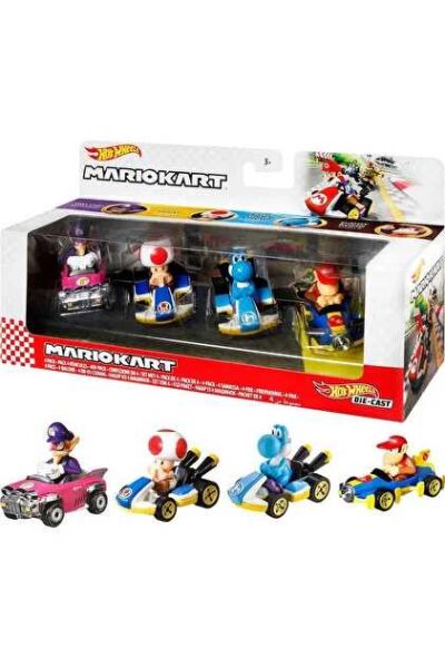 Mattel Hot Wheels Mario Kart Aracı 4'Lü Paket