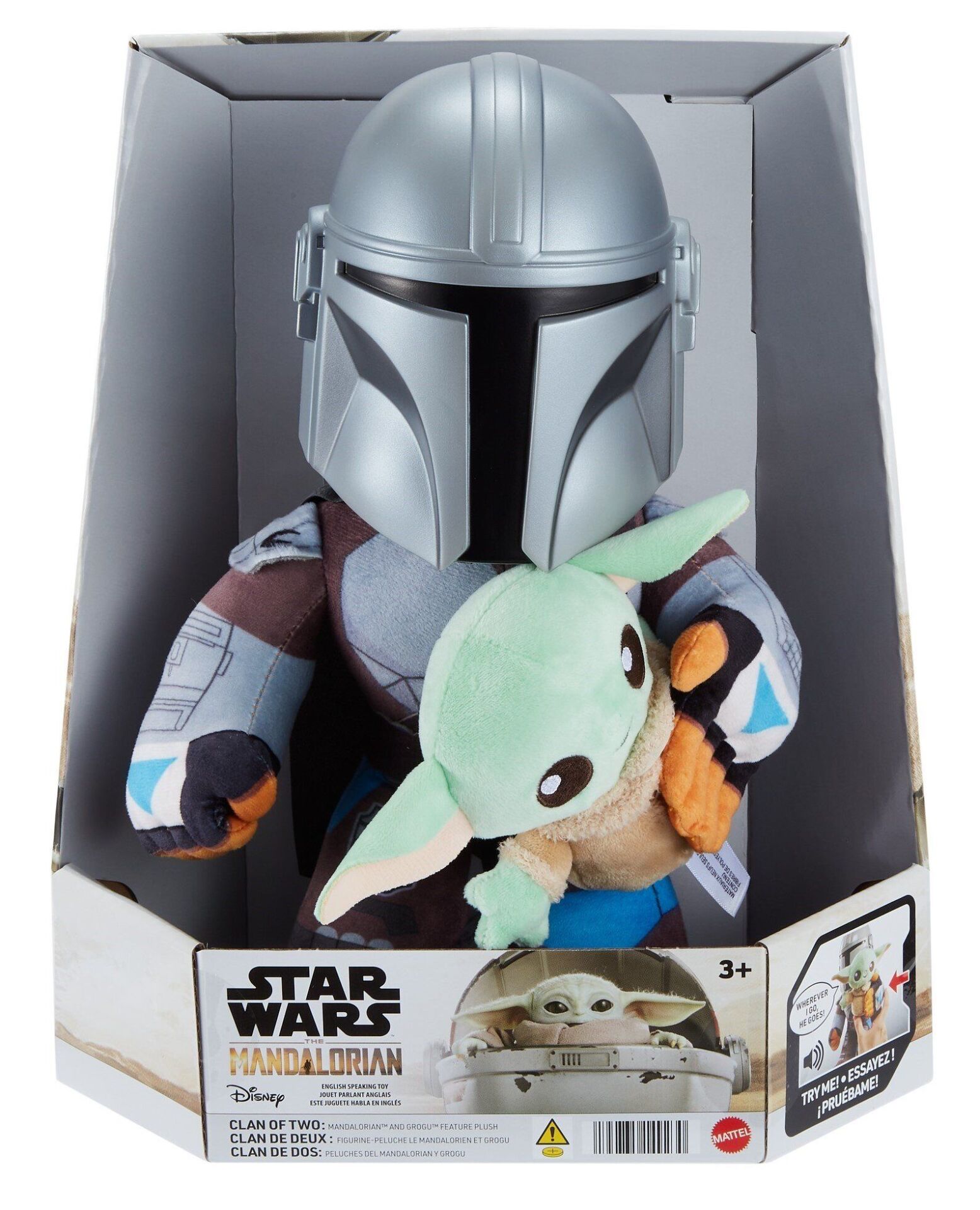 Mattel Star Wars Peluche Clan De Dos – Mandalorian Y Grogu De 28 Cm Con Sonidos Y Frases, Aprieta Su Mano Para Escuchar, Regalo Para Fans Desde 3 Años