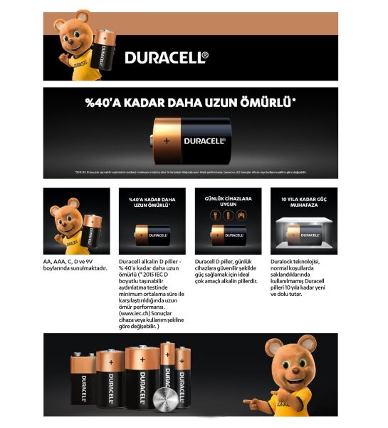 Duracell Büyük Boy Pil Kartela (2li) 5005988