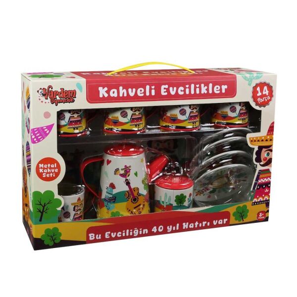 Vardem 14 Parca Desenlı Metal Cay Set