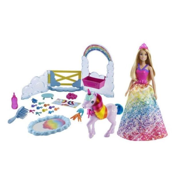 Mattel Barbie Dreamtopia Hayaller Ülkesi Bebek ve Tek Boynuzlu At GTG01