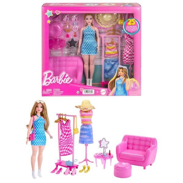 Mattel Barbie'nin Kıyafet ve Aksesuar Askısı Set HPL78
