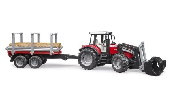 Bruder Massey Ferguson 7480 Kepçeli Traktör  Kütük Taşıyan Römork BR02046