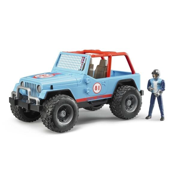 Bruder Jeep Cross Safari Aracı  Kasklı Pilotlu Mavi BR02541