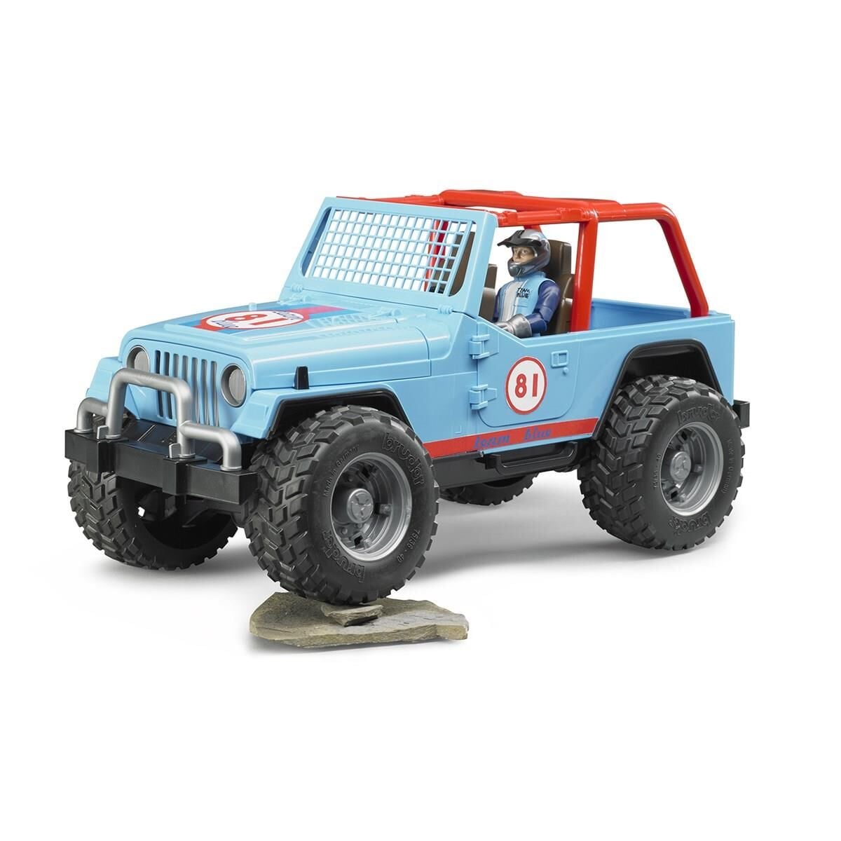 Bruder Jeep Cross Safari Aracı  Kasklı Pilotlu Mavi BR02541