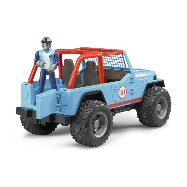Bruder Jeep Cross Safari Aracı  Kasklı Pilotlu Mavi BR02541