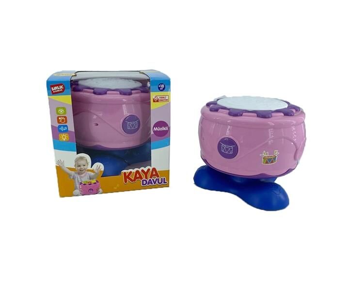 Birlik Pilli Işıklı Sesli Kaya Davul Pembe 009