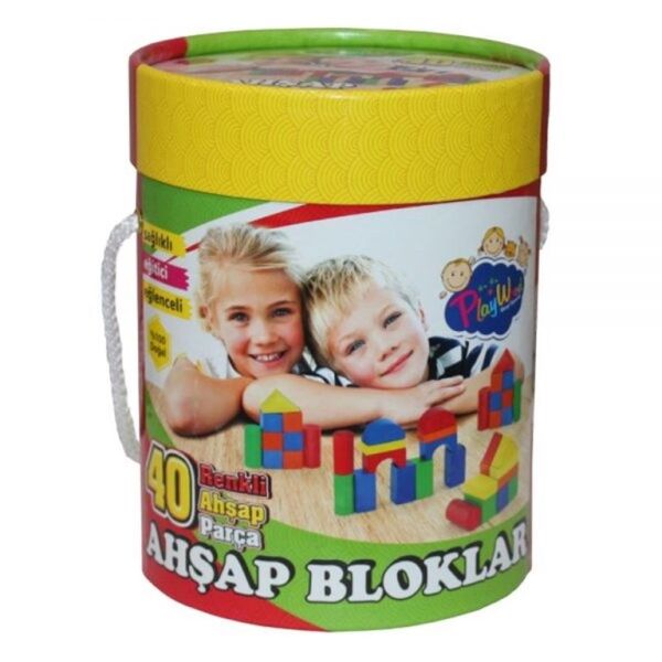 Onyıl Slindir Kutuda 40 Parça Renkli Ahşap Bloklar