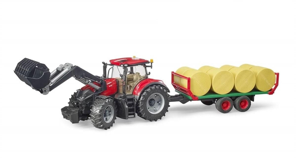 Bruder Case Ih Optum 300Cvx Kepçeli Traktör  Balya Römorku BR03198