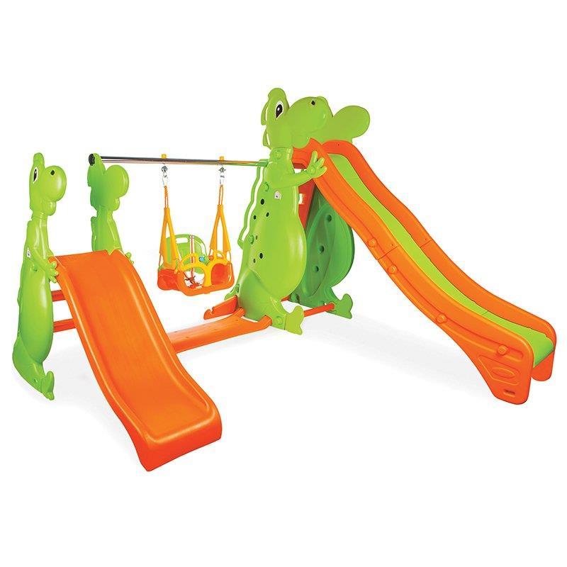 Pilsan Çift Kaydıraklı Dino Salıncak Seti 07960